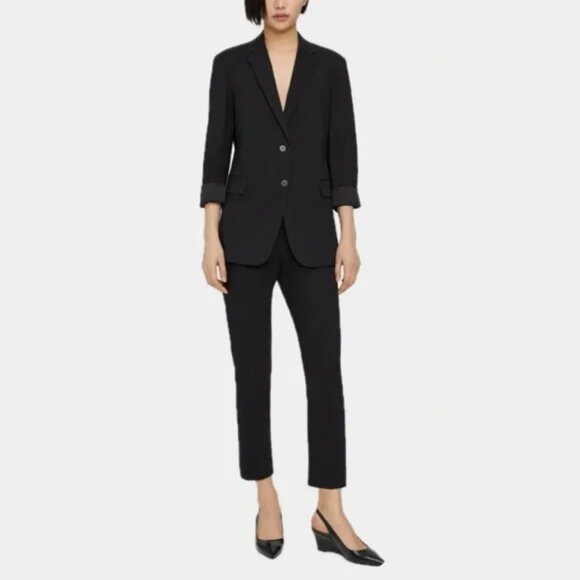 Theory Rolled-Sleeve Boyfriend Blazer Jacket | Black | Size 2 | NWT - Picture 10 of 10